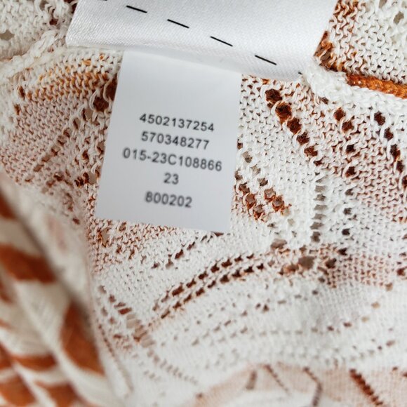 Chicos Open Front Cardigan Abstract Orange White Pointelle Lightweight 4/XXL - Picture 6 of 6